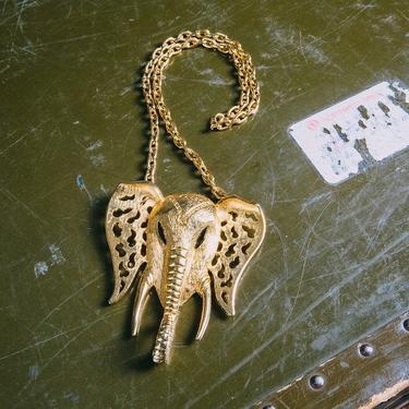Vintage 1960s Trunks Down Celebrity Elephant Statement Necklace 