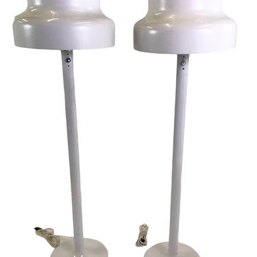 Pair Scandinavian Modern White Bumling Floor Lamps by Andes Pehrson for Atelie Lyktan, Sweden