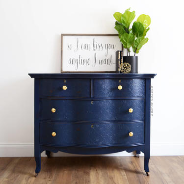 Sold Out Navy Blue Dresser Gold, Navy Blue And Grey Dresser With Gold Hardware
