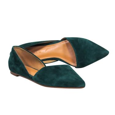 J.Crew - Emerald Green Suede Cutout Pointed Toe Flats Sz 6.5