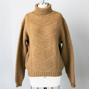 1970s Sweater Wool Knit Turtleneck M 