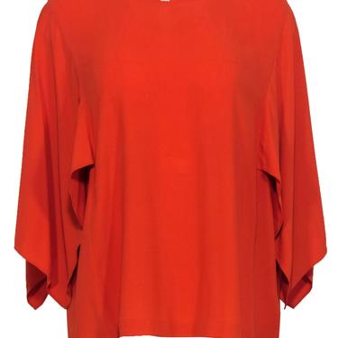 Eileen Fisher - Orange Cape Sleeve Silk Blouse Sz M