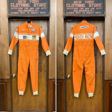 Vintage 1960’s Orange Mod Drag Race Hot Rod Racing Jumpsuit Outfit, Vintage Jumpsuit, Coveralls, Moto Jacket, 60s Hot Rod, Vintage Workwear 