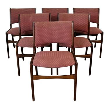 Mid-Century Dining Chairs, Danish Modern, Henning Kjaernulf, Teak Dining Chairs, Side Chairs 