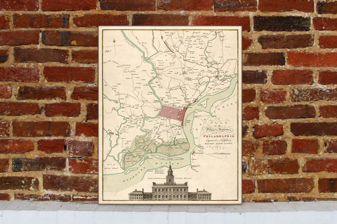 1777 Philadelphia Vintage Map Canvas Print 