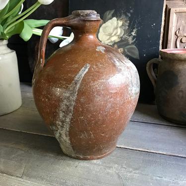 Rustic French Olive Oil Jar, Pottery Jug, Hand Thrown Terra Cotta, Wine, Rustic French Farmhouse, Farm Table 