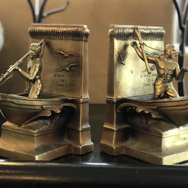 Whaling Bronze Bookends 