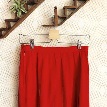 1980s Red Pleated A-Line Skirt, High Waisted A-Line Skirt, Vintage Skirt, Vintage Red Skirt, Vintage Pleated Skirt, Made in the USA 