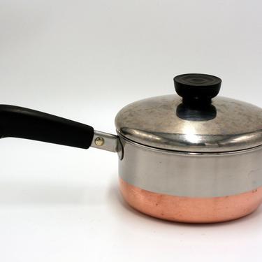 vintage revere ware 1 quart saucepan/made in clinton illinois/1983/copper clad bottom 