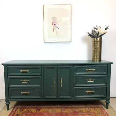 Abbey - Long Peacock Dresser With Gold Hardware