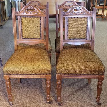 Item #W109 Set of Four Antique Oak Dining Chairs c.1880