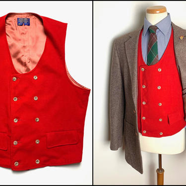 NEW w/ Tags ~ Vintage 1960s PENDLETON Double-Breasted Wool Vest / Waistcoat ~ size 40 ~ Wedding ~ Ivy Style / Preppy / Trad ~ Hunting 