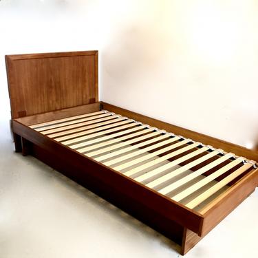 Teak Single Platform Bed with Headboard
