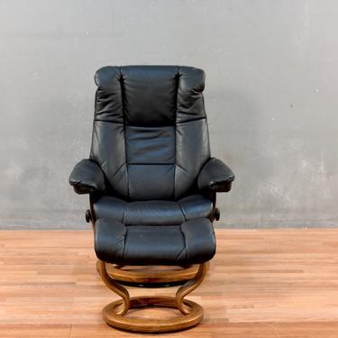 Ekornes Stressless Leather Reclining Lounge Chair & Ottoman