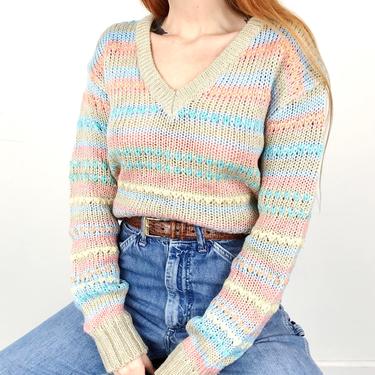 70's Hand Knit Pastel Sweater 
