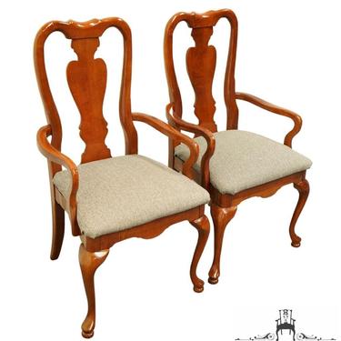 Set of 2 AMERICAN DREW Solid Cherry Traditional Queen Anne Dining Arm Chairs 
