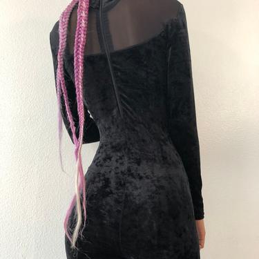 Vintage I.Magnin Black Crush Velvet Bodysuit 