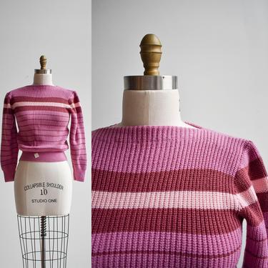 1970s Deadstock Purple Striped Sweater 