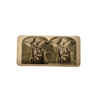 WWI English Troops in the Trenches Stereoscope Card 