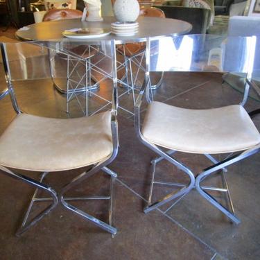 PAIR OF VINTAGE ARMCHAIRS WITH ACRYLIC BACK AND CHROME BASE