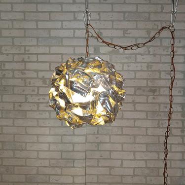 Mid Century Metallic Spaghetti Lucite Light Swag Lamp 