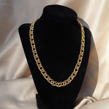 Vintage Gold Tone Double Link Chain Necklace 