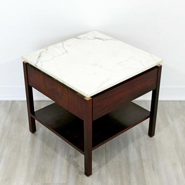 Mid Century Modern Florence Knoll Nightstand Side Table Rosewood & Marble 60s 