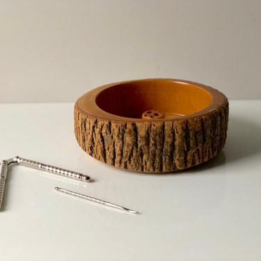 Vintage Live Edge Nut Bowl with Nut Crackers and Picker 