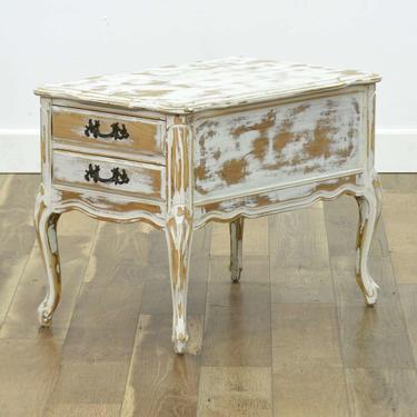 White Shabby Chic French Provincial End Table