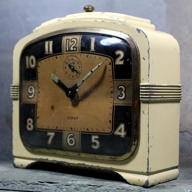 RARE Gilbert Metal Case Wind-Up Alarm Clock - Art Deco - Gilbert Clock Company - Not Working  | Free Shipping 