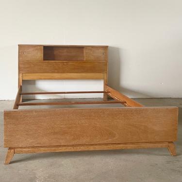 Mid-Century Modern Full Size Bedframe with Storage Headboard by secondhandstory