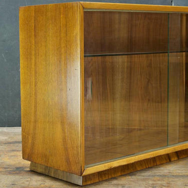 Vintage Mid-Century Carlssons Teak Glass Bookcase Cabinet on Tiger-Striped Rosewood Plinth 
