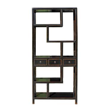 Black Lacquer Two Sided Display Curio Cabinet Room Divider cs5413E 
