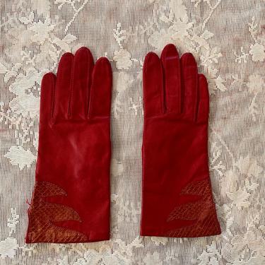 Vintage 1980’s Red Leather Gloves 