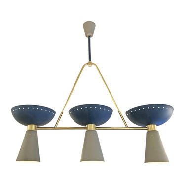 Blue and Gray Mid-Century Chandelier