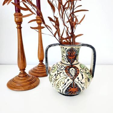 Mid Century Italian Handpainted Pottery Vase 