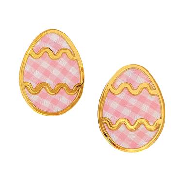 Anastasia Pink Gingham Easter Egg Studs