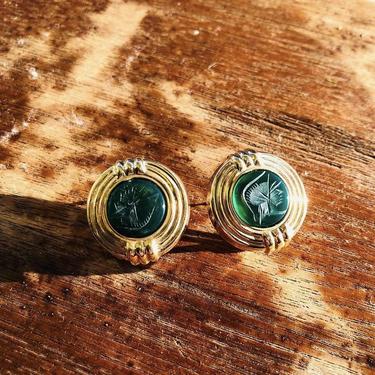 Private Listing Gold and Green Onyx Earrings