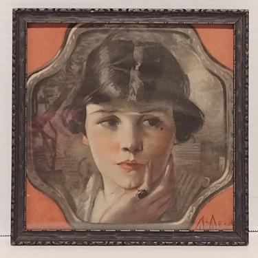 Vintage 1920s Lithograph Female Portrait Parmelee Art Co San Francisco Rare Print 9x9 