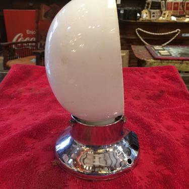 Vintage Bath Sconce with Chrome Fitter and Milk Glass Clam Shell Shade W4.5 x D7.5