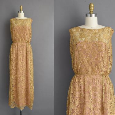 1960s vintage dress | Outstanding ESTEVEZ Gold Lame Full Length Wedding Gown | Small Medium | 60s dress 
