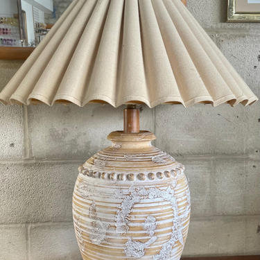 1980s Textured Plaster Neutral Table Lamp