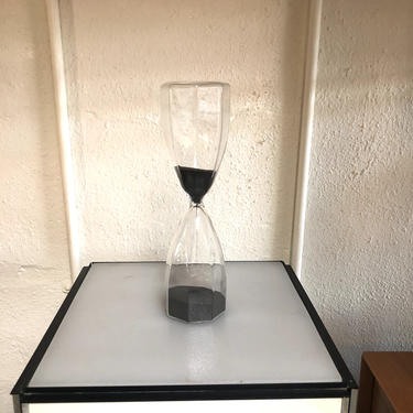 Mid-Century Modern Octagonal Black Sand Hourglass 30 Minute Timer 