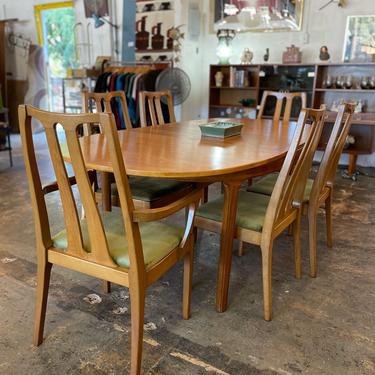 Mid Century Teak Oval Dining Table with Six Dining Chairs by Nathan