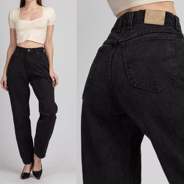 Vintage High Waisted Black Lee Jeans - Medium, 29&amp;quot; | 80s 90s Grunge Denim Tapered Mom Pants 