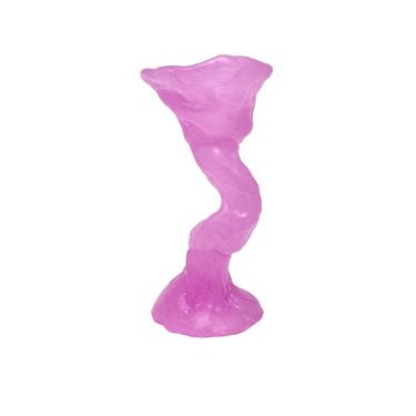 Magenta Contemporary Candle Holder in Demented Resin (black owned shop original design artist small sculpture pastel colors taper candle) 