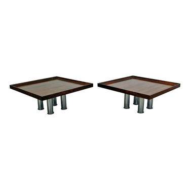 Pair of Mid-Century Danish Modern Knoll Rosewood Chrome Coffee/End Tables 