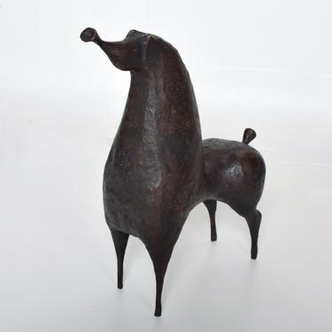 Mid Century Modern Abstract Bronze Horse Sculpture by Ramon Prats 