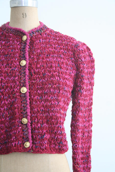 80s Knit Cardigan with Metal Buttons