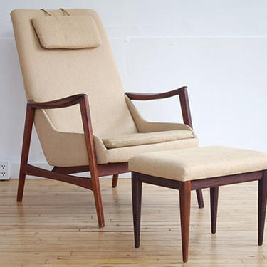 Folke Olhsson for Dux Teak Lounge Chair w. Ottoman